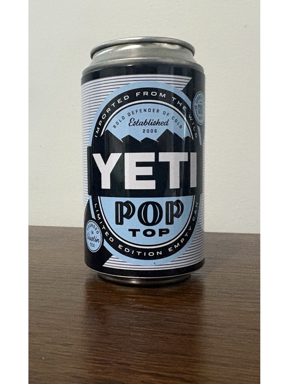 YETI Pop Top Limited Edition Empty Collectible Novelty Stash Can Cooler Display